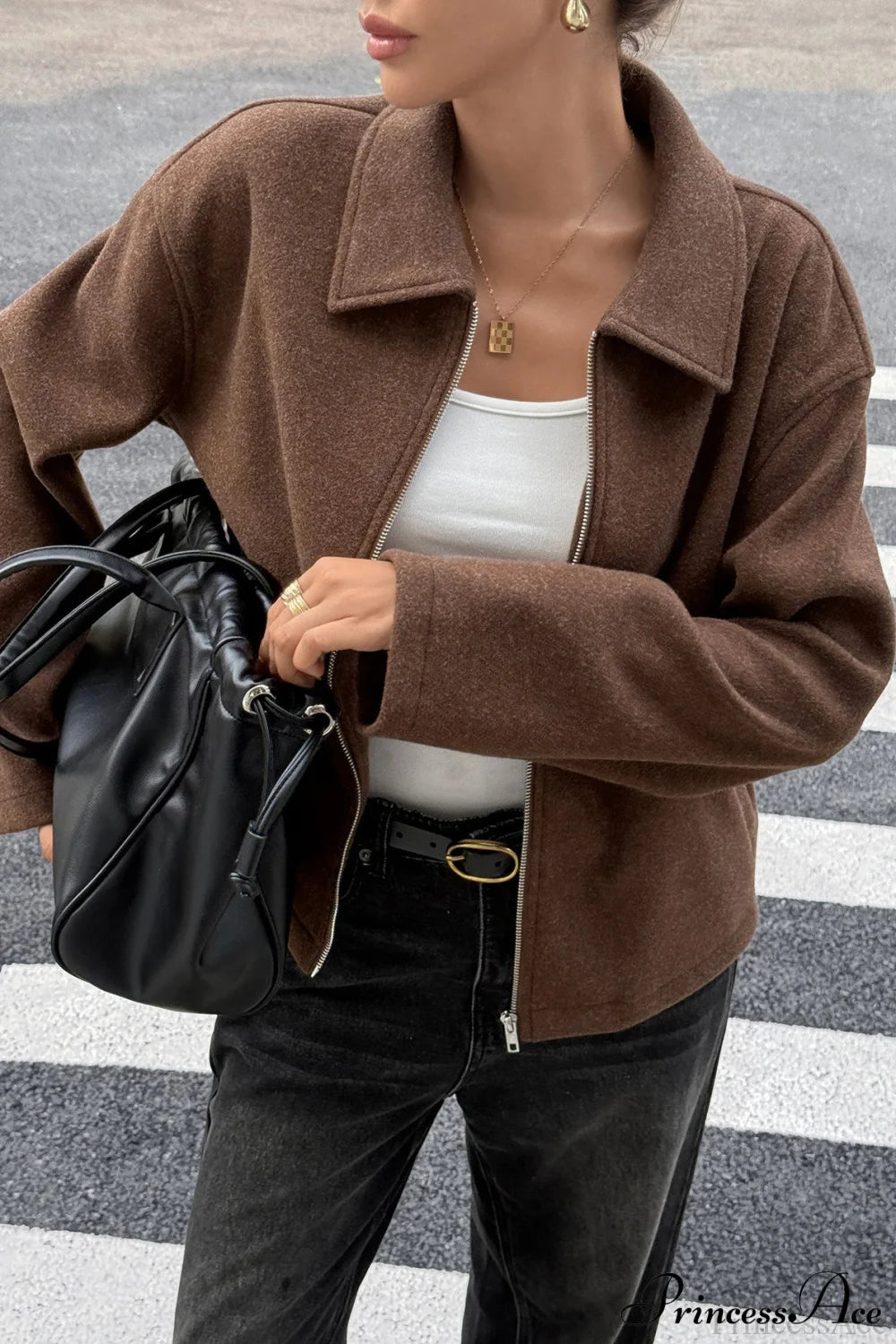 Long Sleeve Elegant Versatile Coat Brown / S