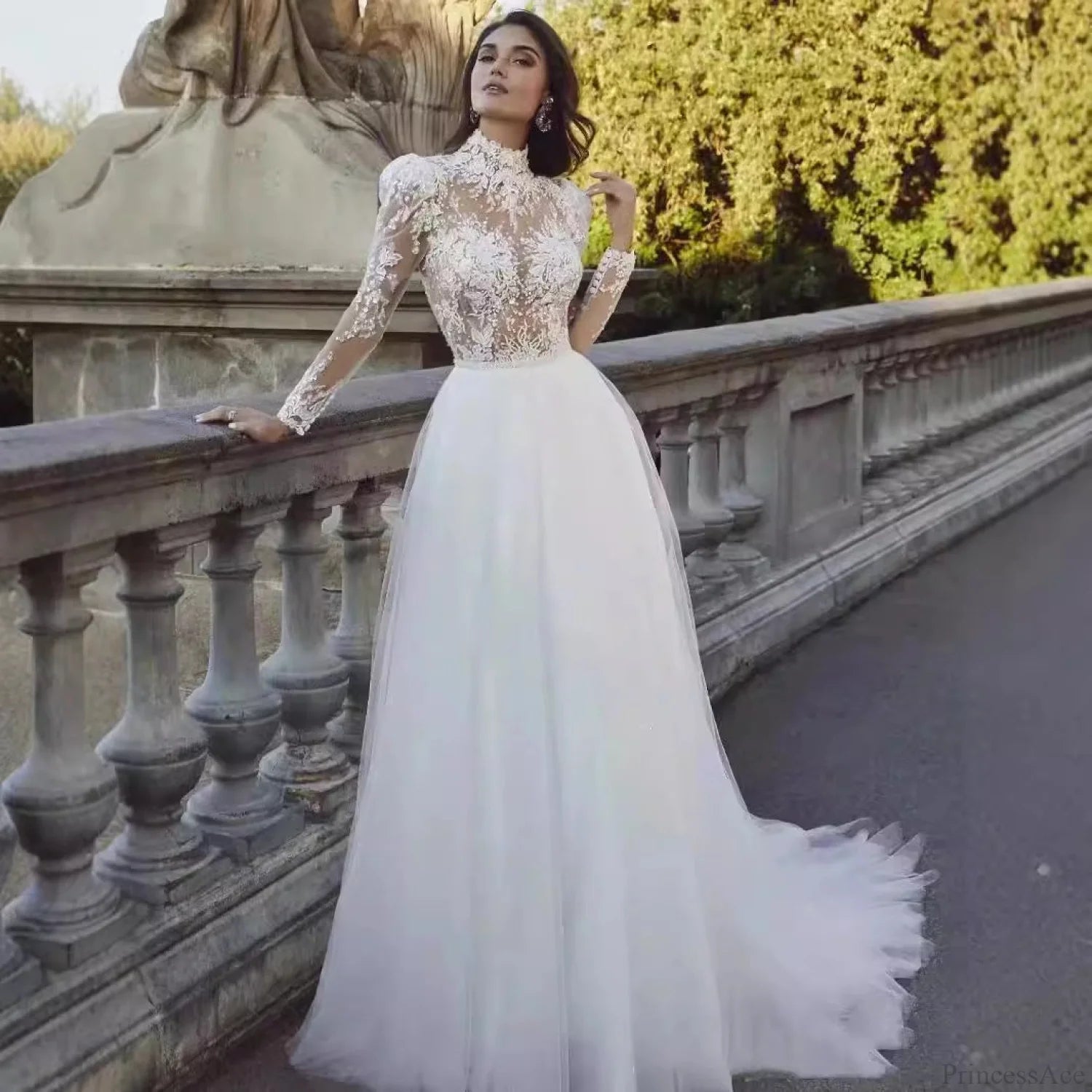 Long Sleeve French Princess Wedding Dress weddingdress-250223