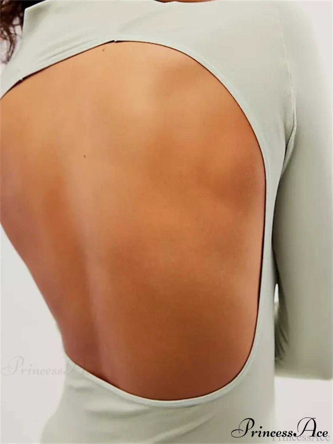 Long Sleeve High Neck Backless Slim Fit Solid Color T-Shirts