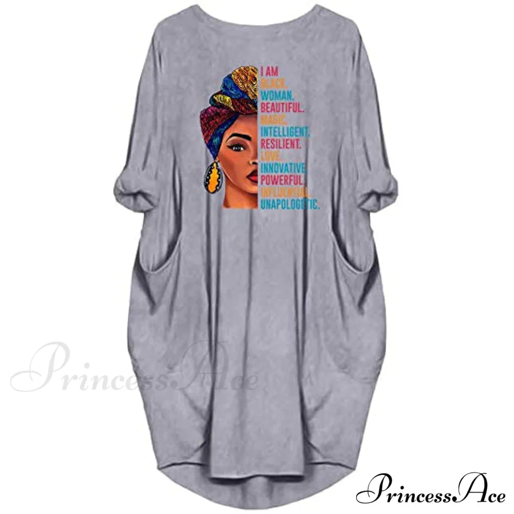Woman's Long Sleeve Loose Pocket Oversize Tunic Dress Gray __stock:200 casual dresses clothes dresses refund_fee:1200