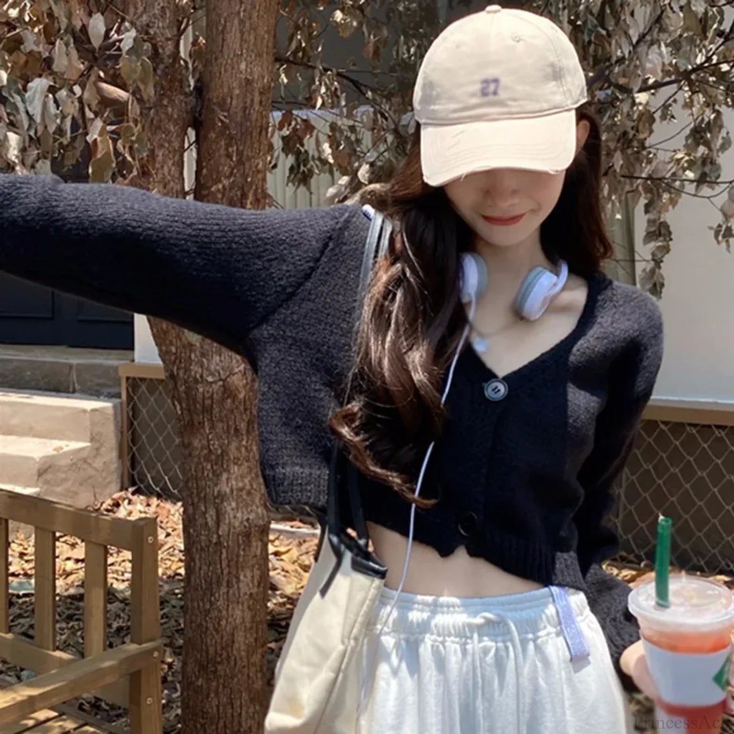 Long Sleeve Thin Short Solid Casual All-Match Cardigan Black / One Size cardiagn-250126