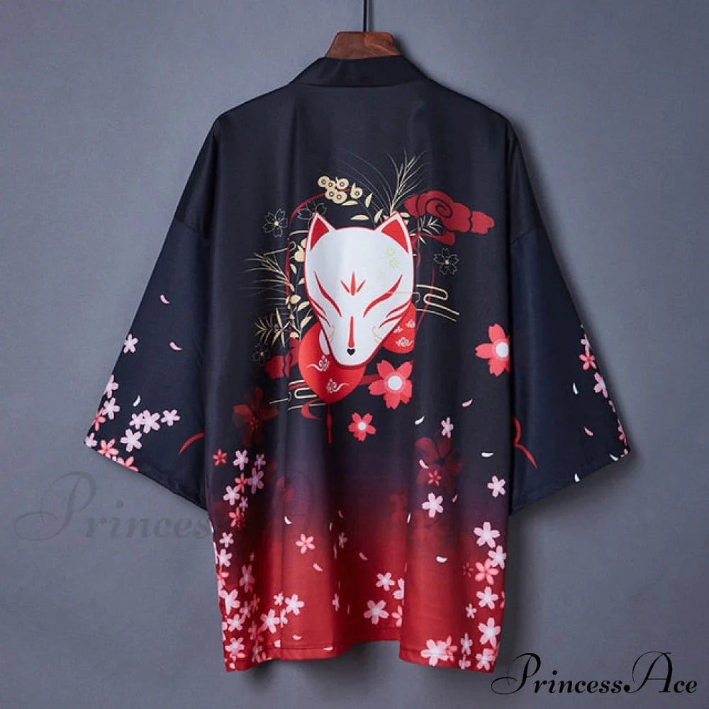 Long Warm-Season Japanese Streetwear Top Women’s Blouse Cardigan Kimono Clothes 10 / One Size