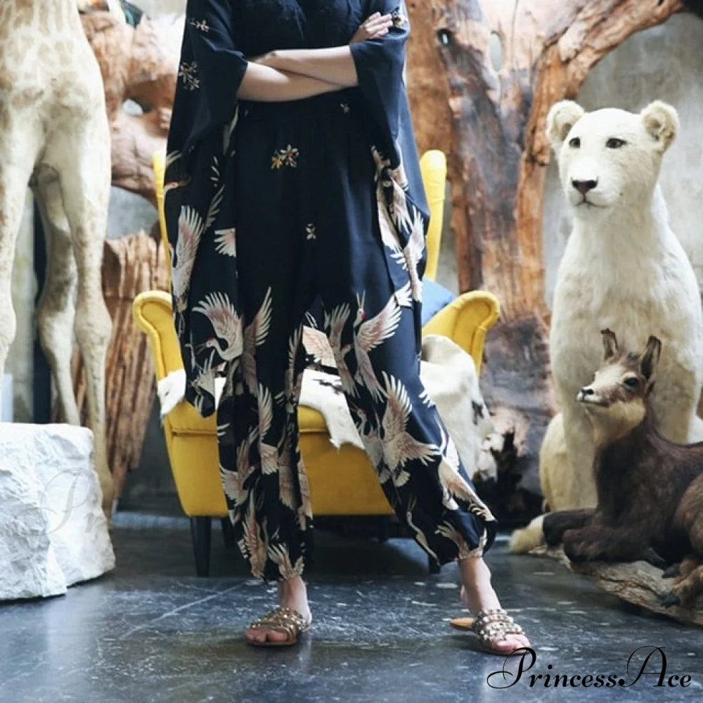 Long Warm-Season Japanese Streetwear Top Women’s Blouse Cardigan Kimono Clothes 12 / One Size