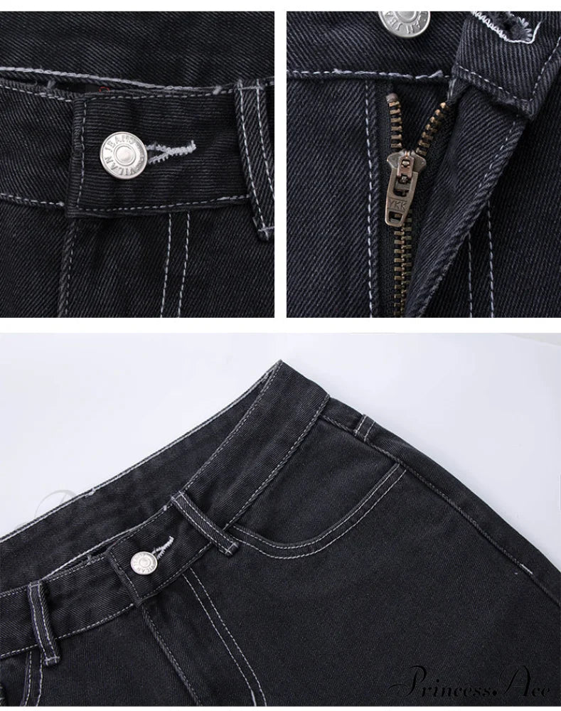 Loose Denim Low Vintage Mom 2024 Leg Baggy New Blue Y2K Waist Fashion Straight Trousers Jeans Women