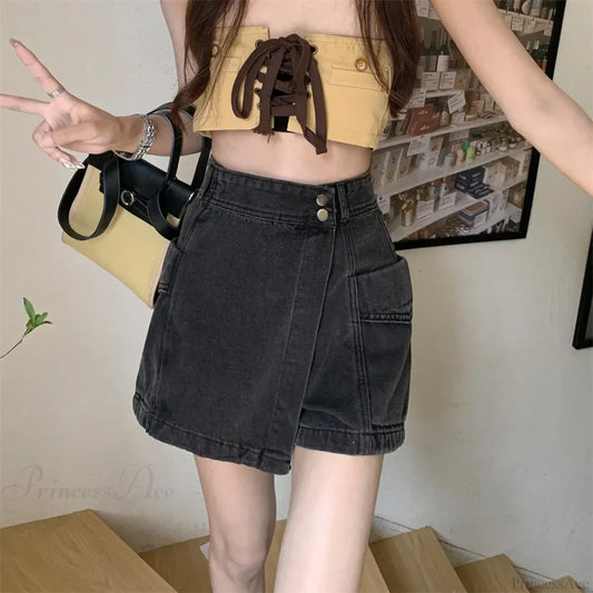 Loose Denim Pants Style Skirt