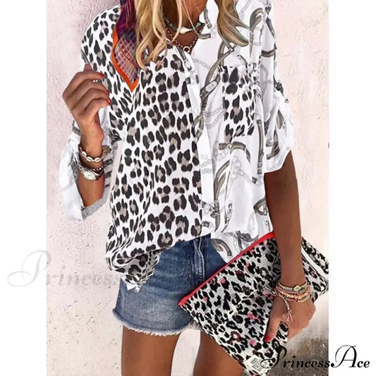 Loose Leopard Print Blouses 1 / S