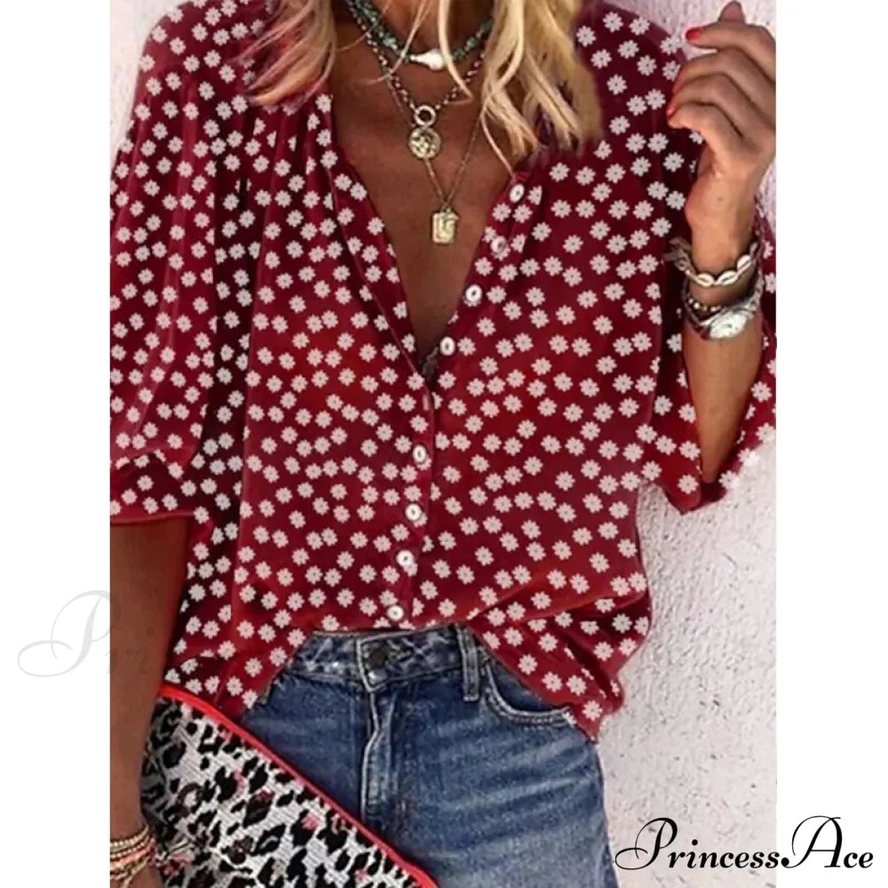 Loose Leopard Print Blouses 6 / S