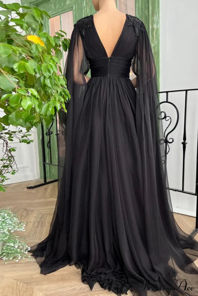 Love Story Graceful Midnight Black Gown Evening