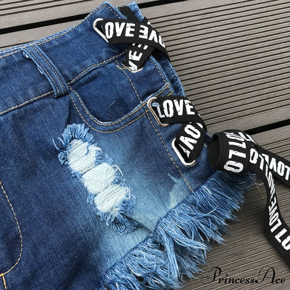 Low Denim Bandage Brief Hole Club Jeans Skinny Dj Blue Women Dance Waist Ripped Mini Shorts White