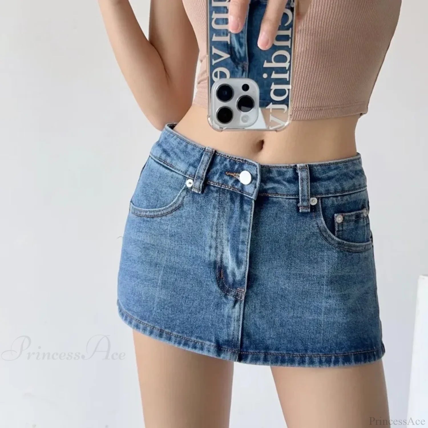 Low Micro Slim Denim Skirt Blue / S skirts-250223