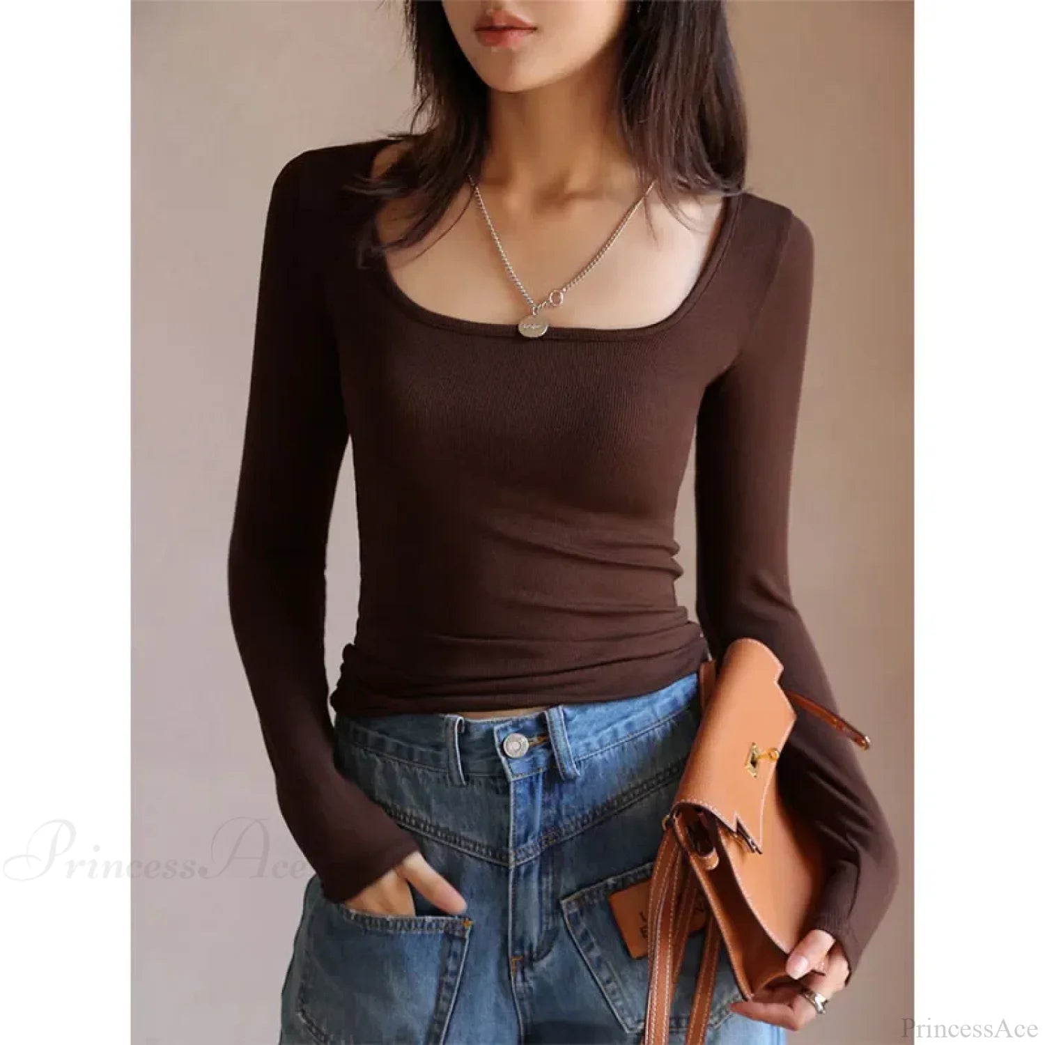 Low Neck Undercoat Slim Fit Sweater coffe / S
