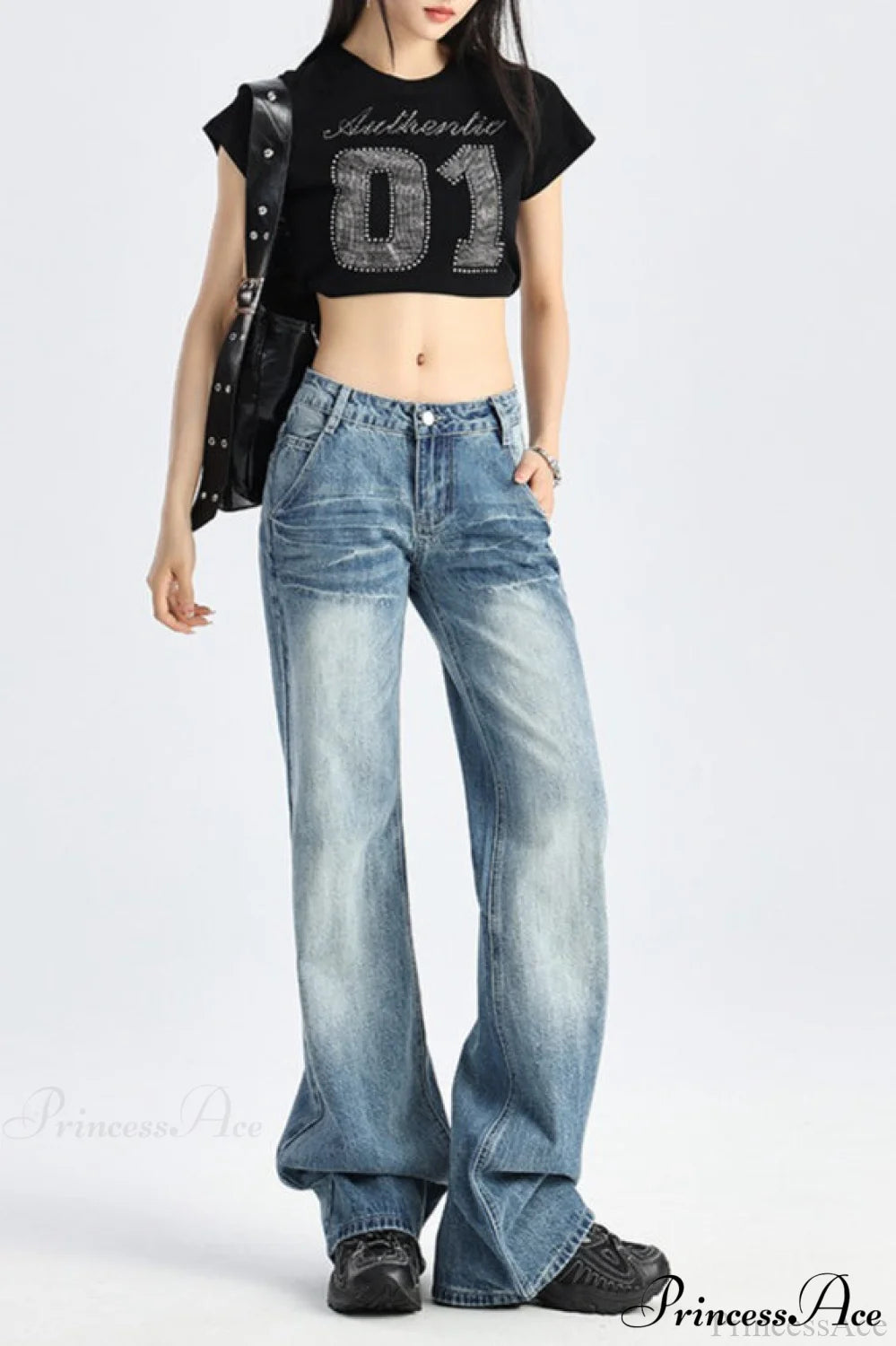 Low Rise Loose Bootcut Floor-Length Jeans