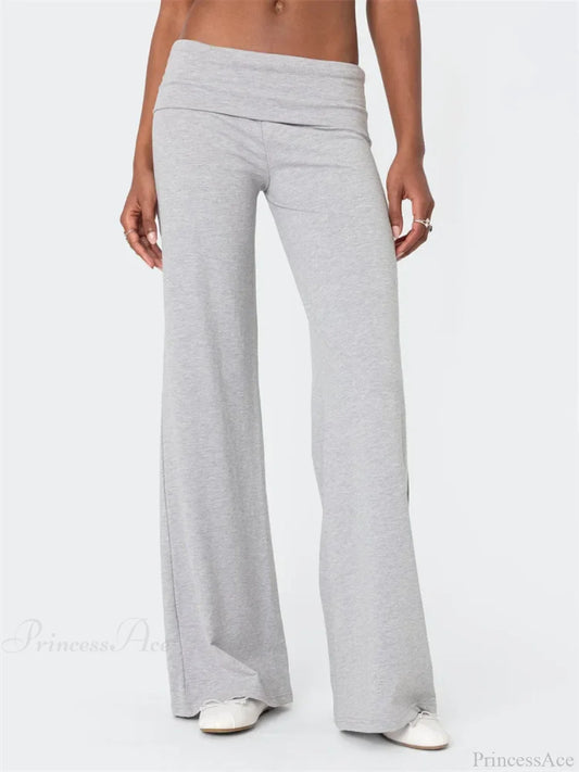 Low Waist Solid Color Loose Casual Street Pant GRAY / S pant-250223