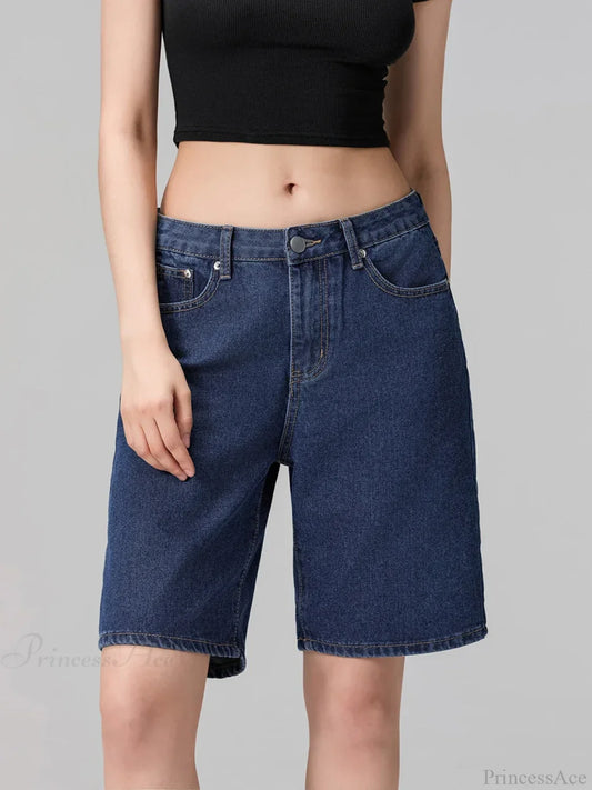 Low Waist Straight Leg Denim Short short-250223