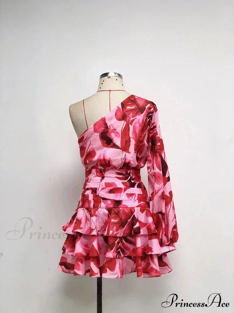 Luna Elegant Ruffle Dress Print / L