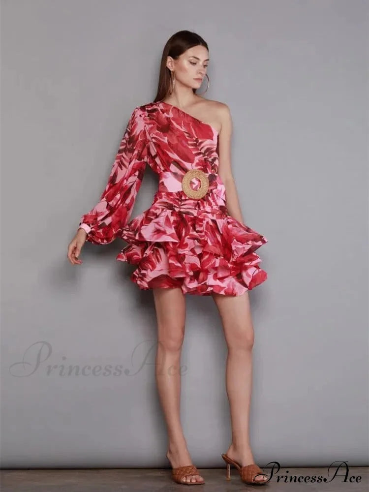 Luna Elegant Ruffle Dress Print / S