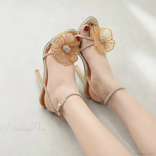 Luxury Colorful Pearl Decoration Stiletto Peep Toebuckle Strap 11Cm Thin High Heels Dance Party