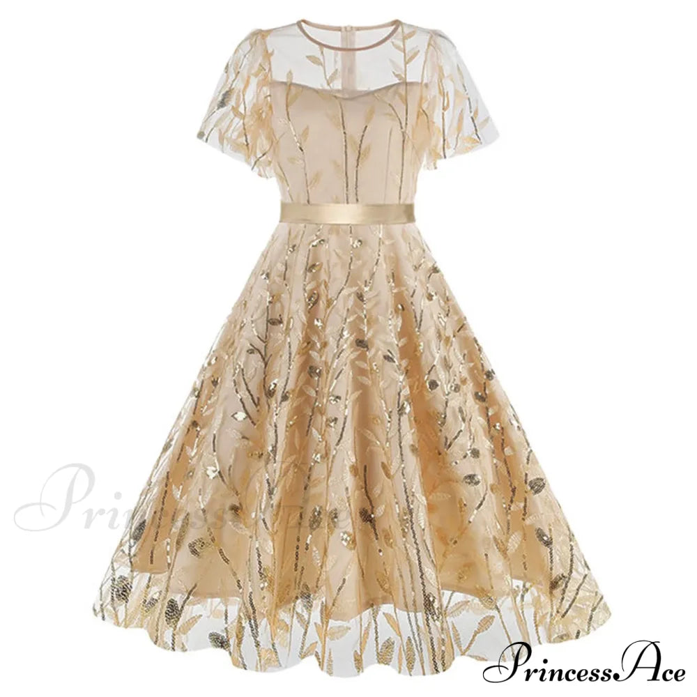 Luxury Deep V-Neck High-Waisted Lace-Up Formal Cocktail Evening Dress Beige / S