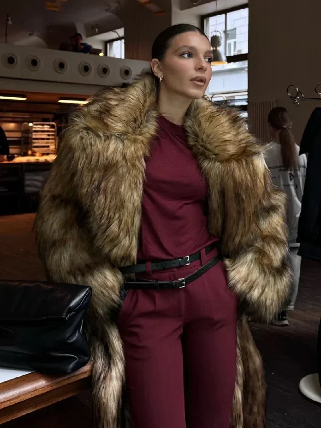 Luxury Fox Coat Long Overcoat