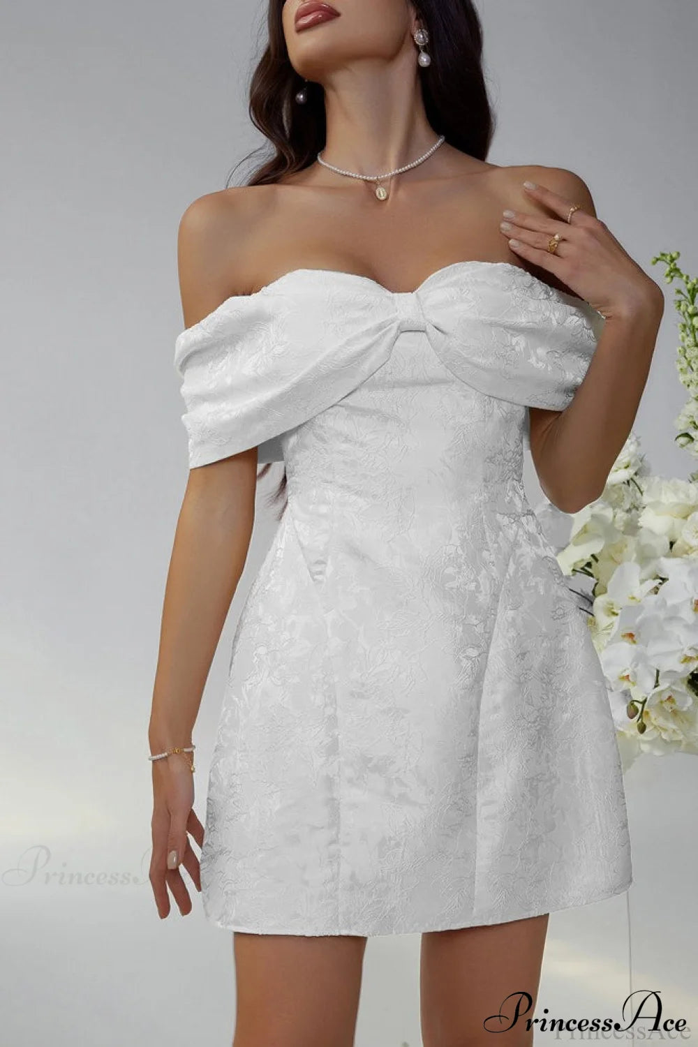 Luxury Ladylike Bow Embellished Strapless Party Dress