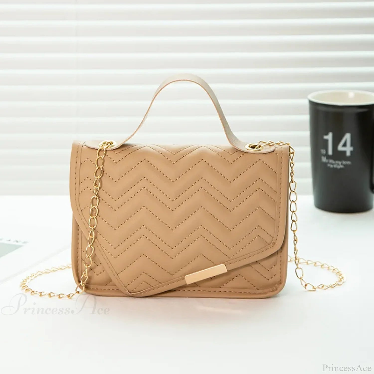 Luxury Messenger Embroidery Fashion Chain Crossbody Handbag Khaki 1 / 18cmx6cmx13cm handbag-250126