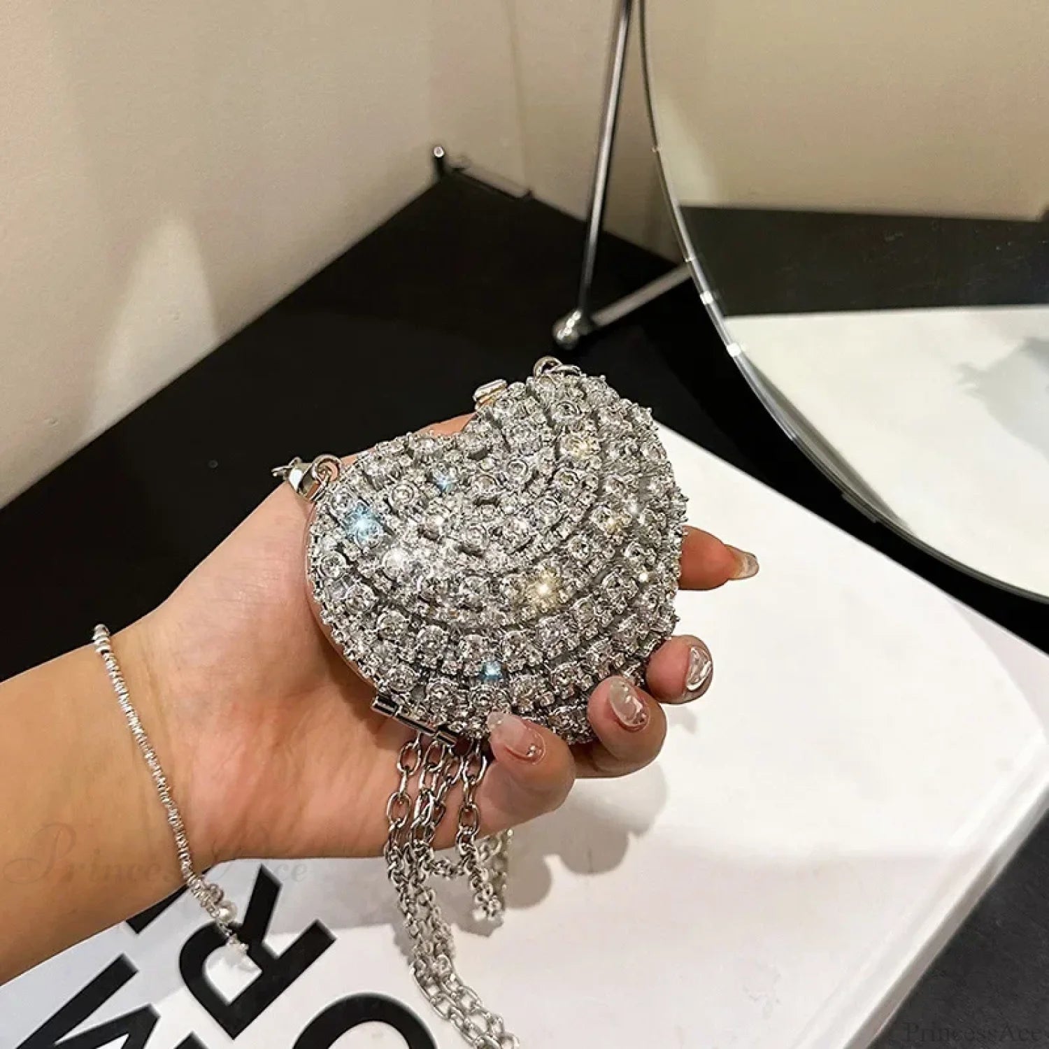 Luxury Mini Diamond Heart Shape Crystal Clutch Bag clutchbag-250126