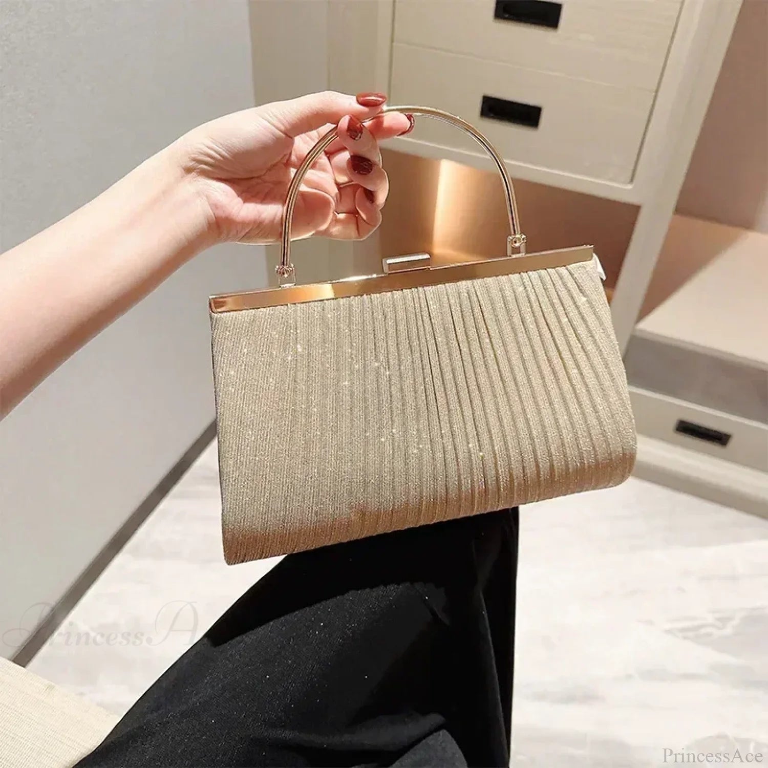 Luxury Moon Apricot Clutch Wristlet Gold wristlet-250126