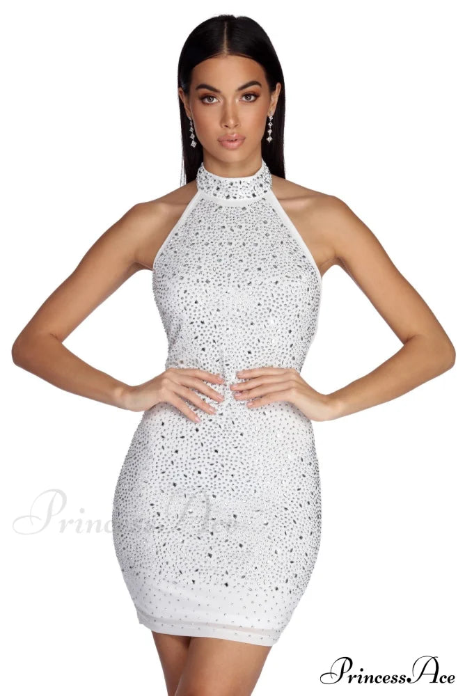 Lyla Formal Heat Stone Mini Dress - Lady Occasions