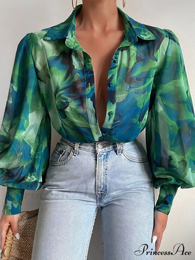 Malyna Blouse 03 Green / S Tops & Blouses