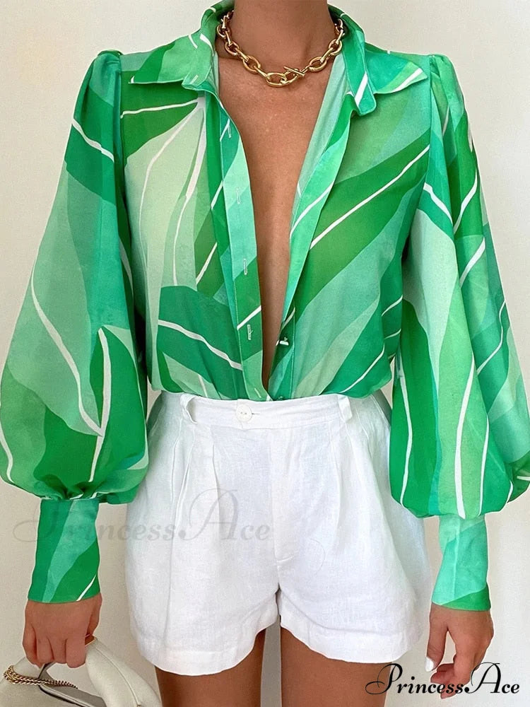Malyna Blouse 04 Green / S Tops & Blouses