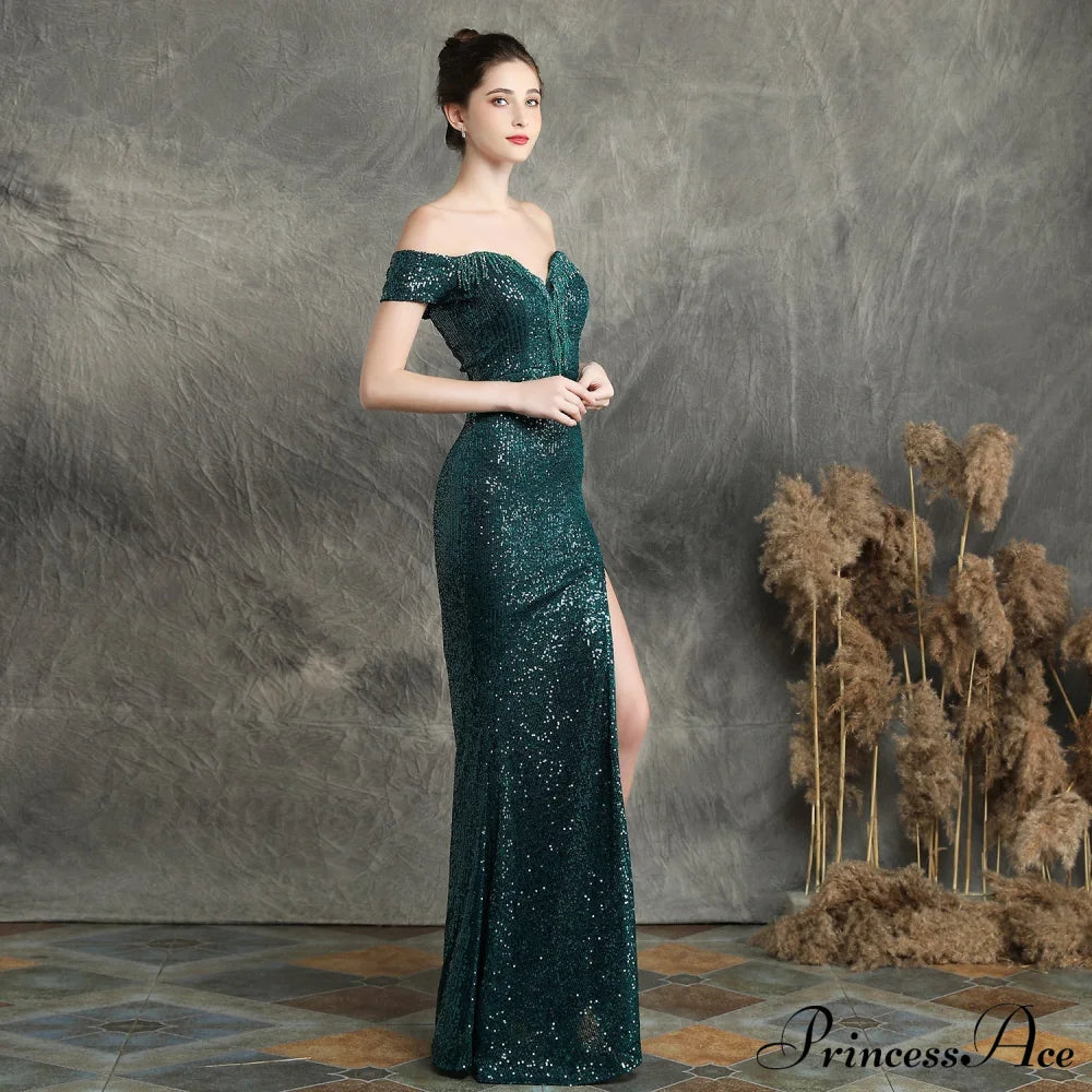 Marzia Formal Stylish Sequined Slit Dress S.o. Long Dresses