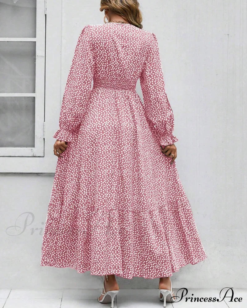 Maxi Dress With Polka Dot Print Casual Dresses