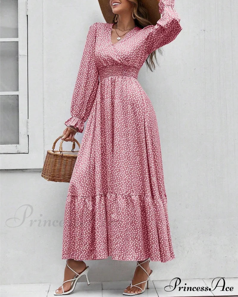 Maxi Dress With Polka Dot Print Casual Dresses