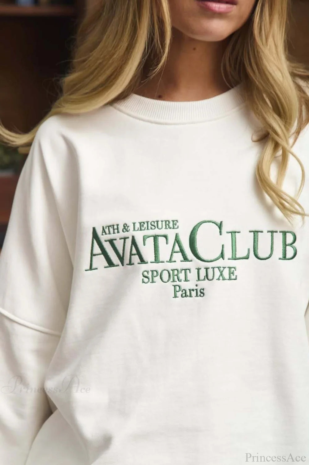 mbroidered Letter Crew Neck Oversized Sweatshirt