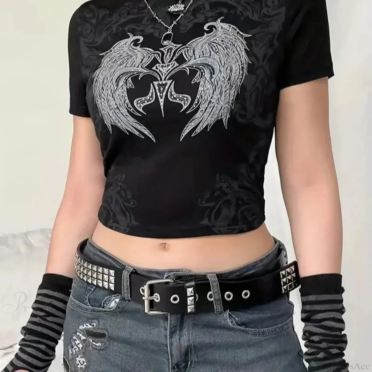 Men’s Gothic Punk Metal Rivet Star Belt black Rivets / 105cm