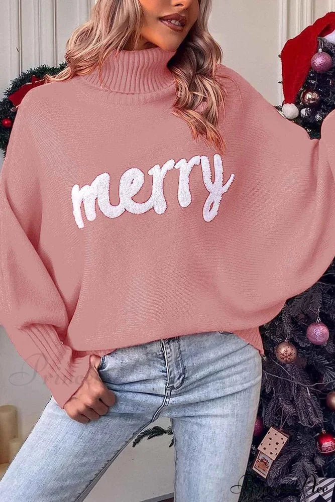 Merry Dolman Sleeve Turtleneck Knitted Sweater Coral / L Sweaters-L
