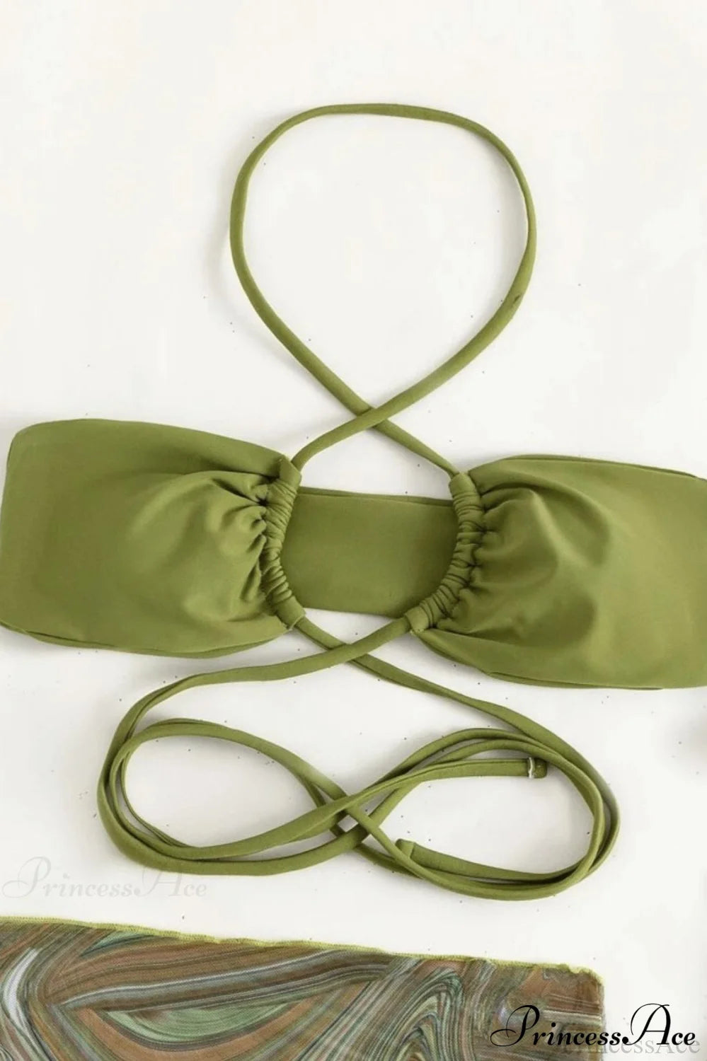 Mesh Drawstring 3 Piece Bikini Set