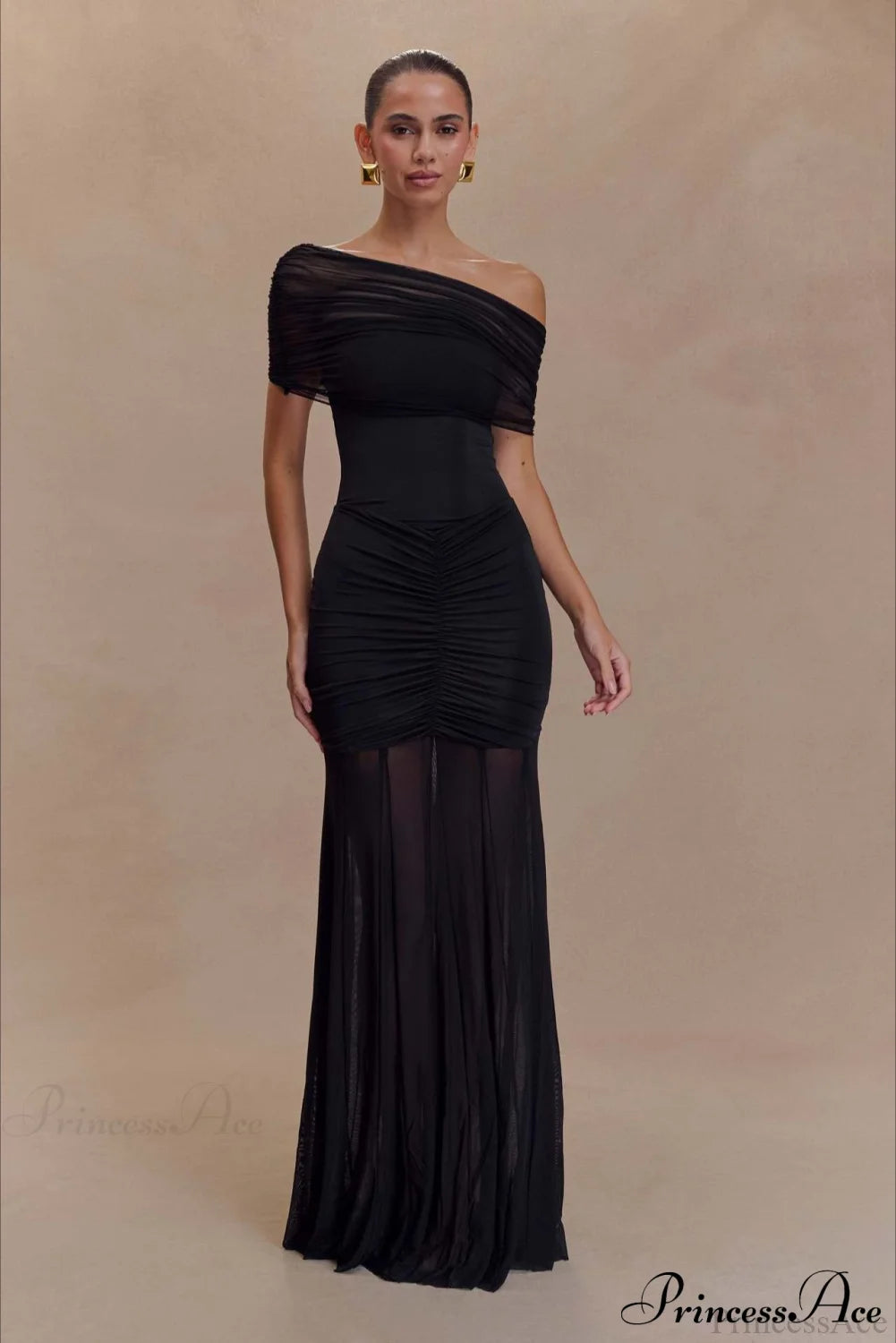 Mesh Panel Strapless Elegant Bodycon Party Dress