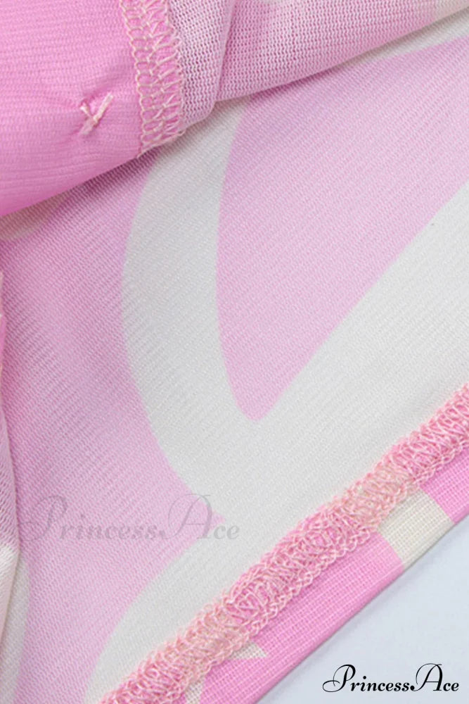 Mesh Printed Blouse In Pink Blouses