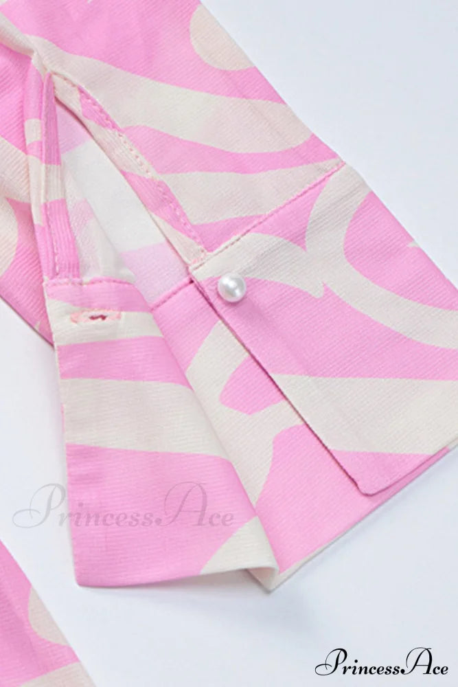 Mesh Printed Blouse In Pink Blouses