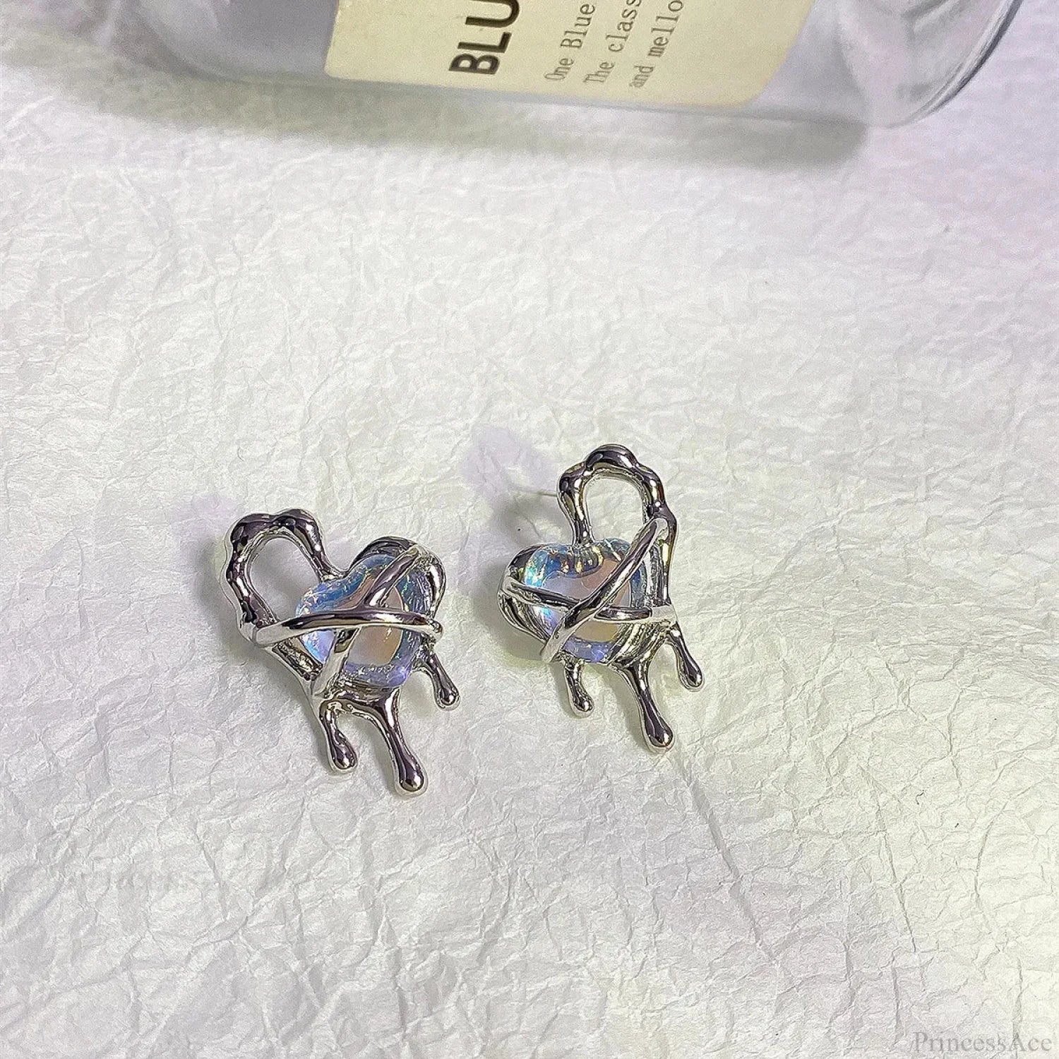 Metal Liquid Irregular Heart Drop Earring sliver2