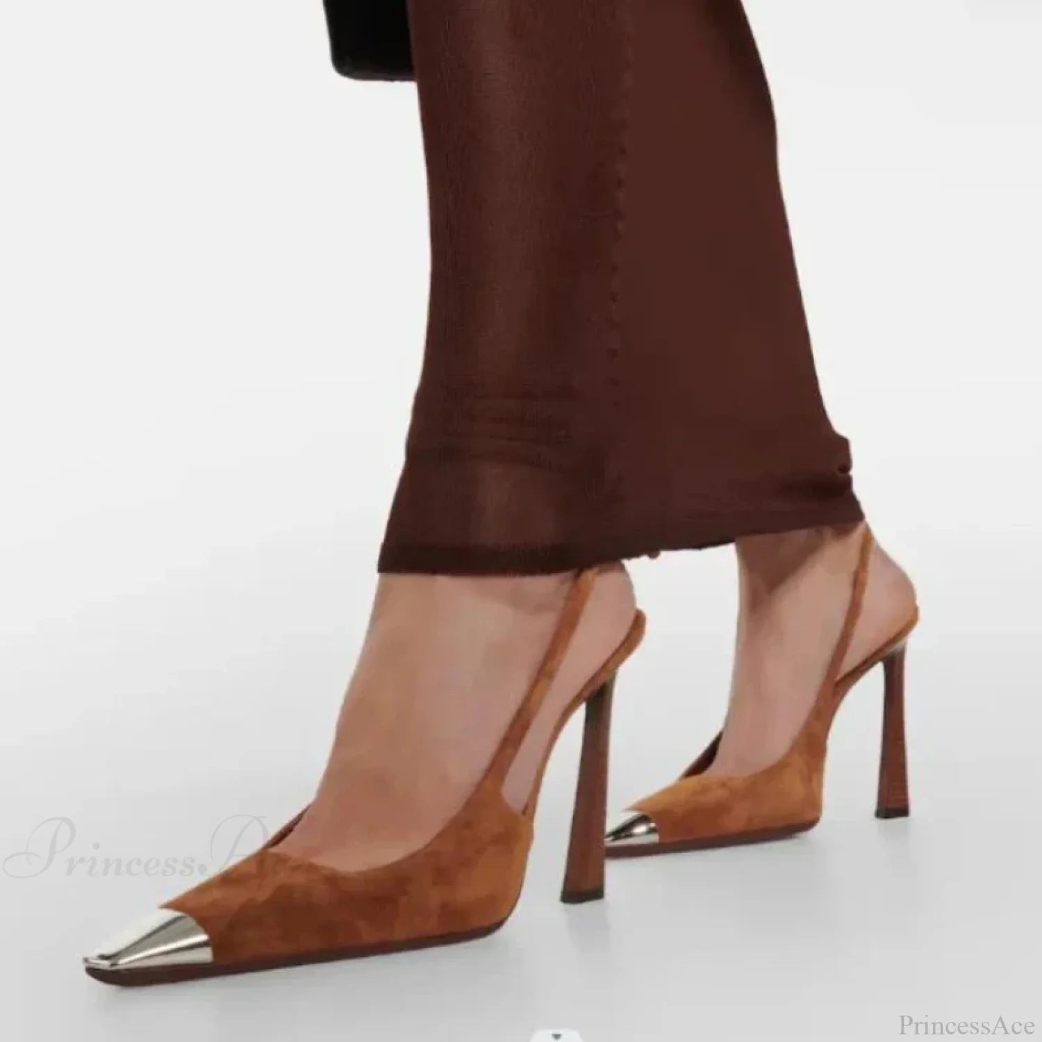 Metal Square Toe Retro Suede Cross Straps Gladiatorfashion Sexy Pumps High Heel Light Tan / 35