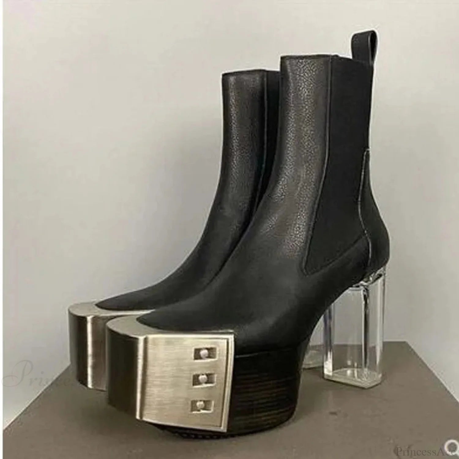 Metal Square Toe Zipper Gothic Tall Boot