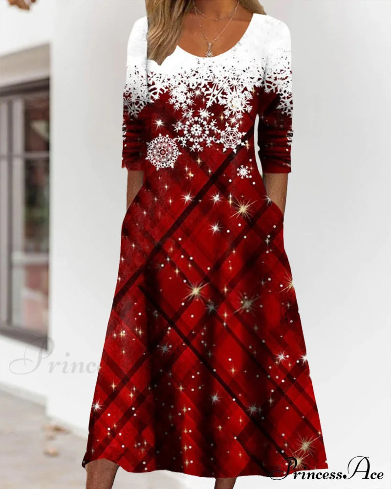 Midi Dress With Snowflake Print Dresses