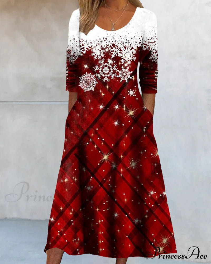 Midi Dress With Snowflake Print Dresses
