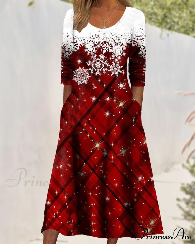 Midi Dress With Snowflake Print Dresses