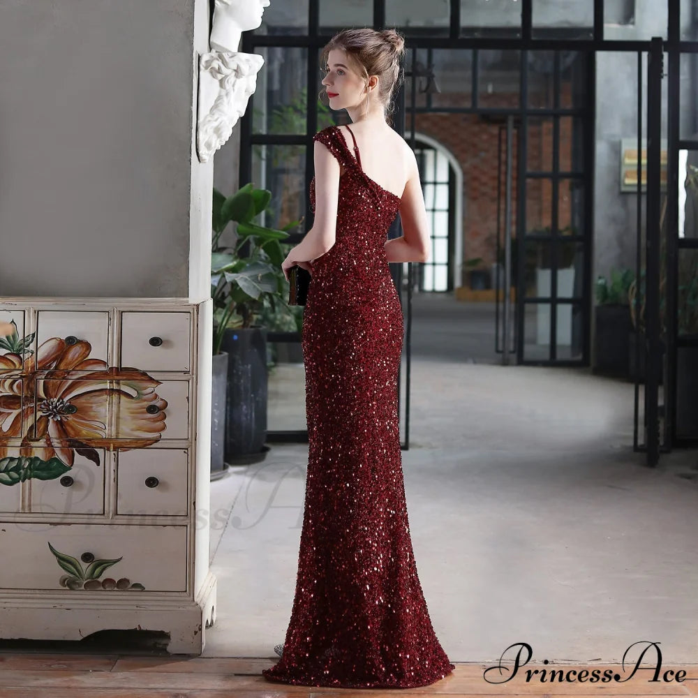Mile One-Shoulder Bright Charming Sequined Formal Dress S.o. Long Dresses
