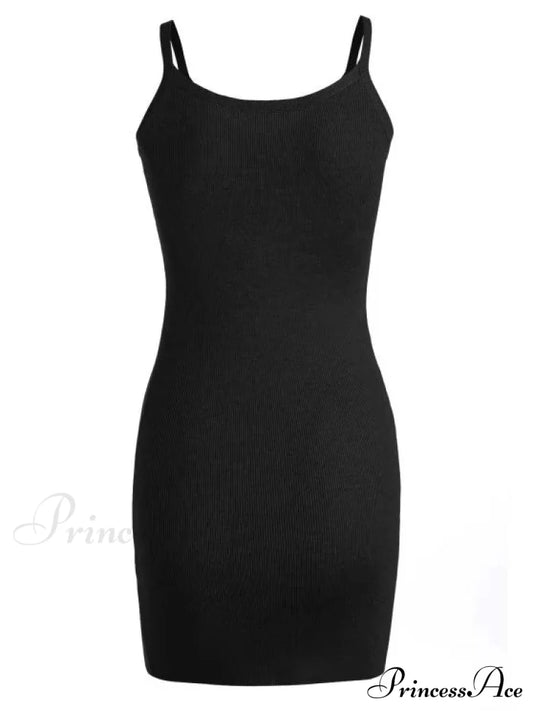 Mini Knitted Gown Fashion - Cami S / Black Dresses