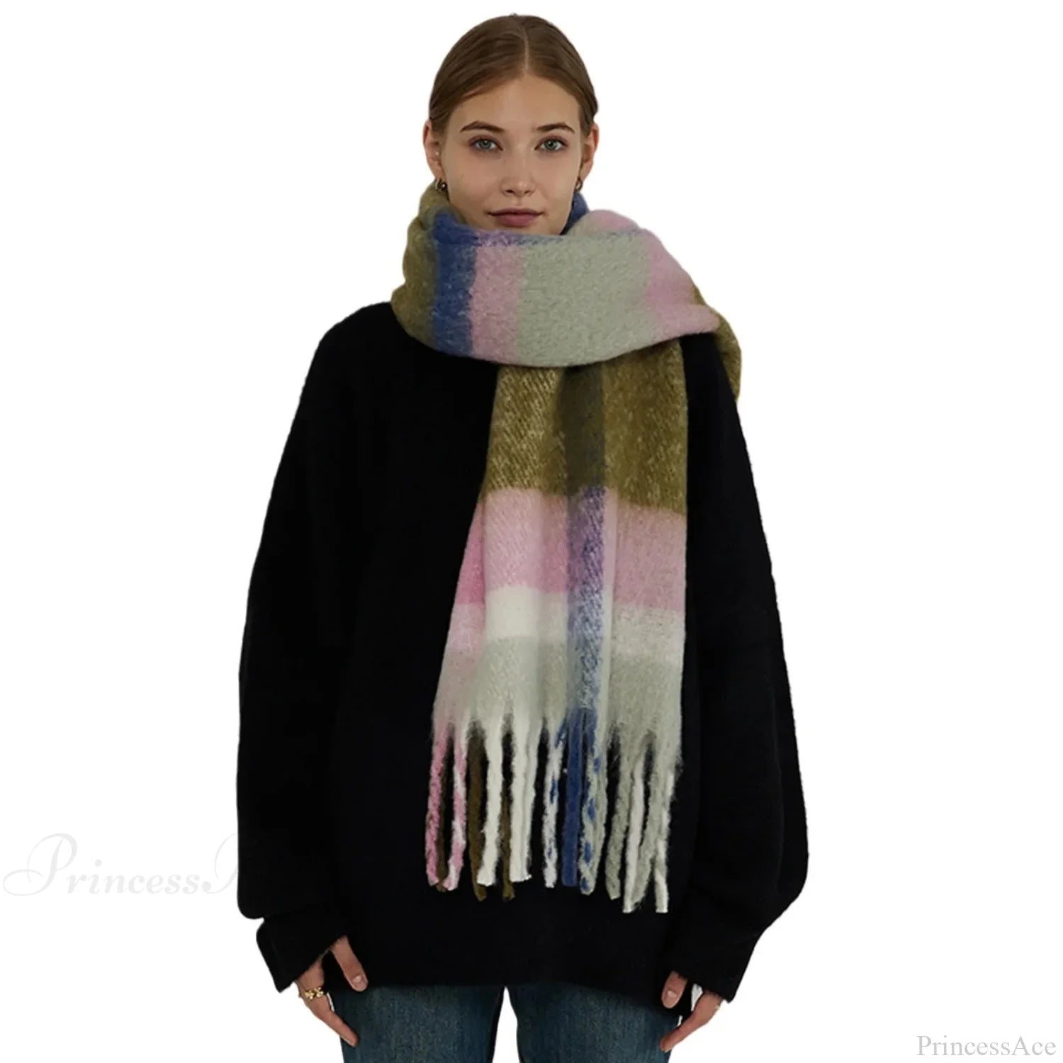 Minimalist Thickened Shawl Neck Scarf - Autumn Winter Imitation Cashmere Scarfs-L