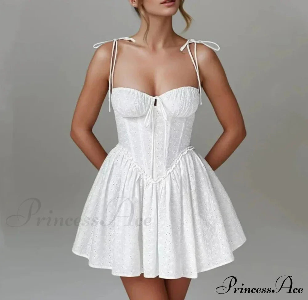 Mirka Elegant Mini Dress White / S